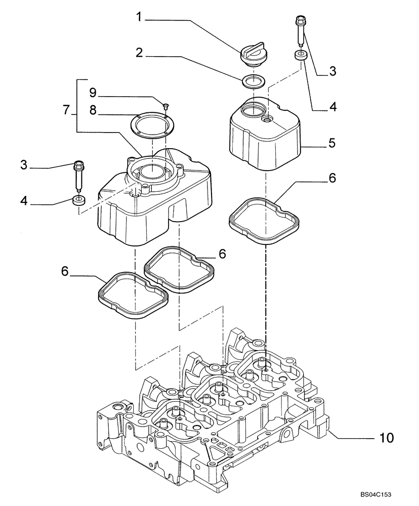 Схема запчастей Case 435 - (02-15) - CYLINDER HEAD - COVERS (02) - ENGINE