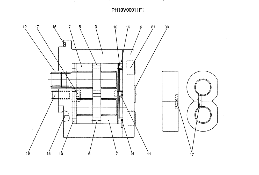 Схема запчастей Case CX50B - (07-032) - PUMP ASSY, GEAR (PH10V00011F1) ELECTRICAL AND HYDRAULIC COMPONENTS