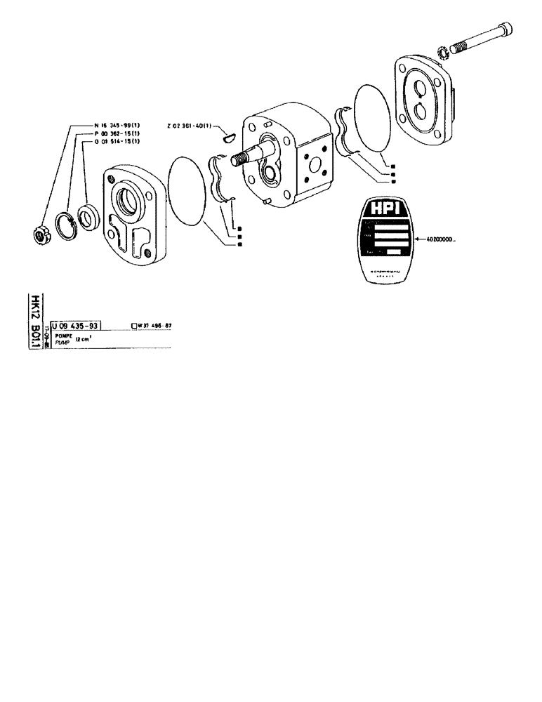 Схема запчастей Case 90BCL - (254) - PUMP 12CM³ (07) - HYDRAULIC SYSTEM
