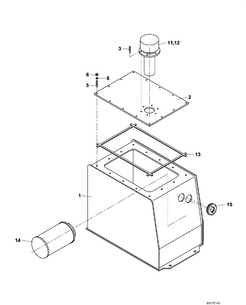 Схема запчастей Case DV204 - (10-370/124[01]) - HYDRAULIC RESERVOIR (GROUP 370/124) (08) - HYDRAULICS