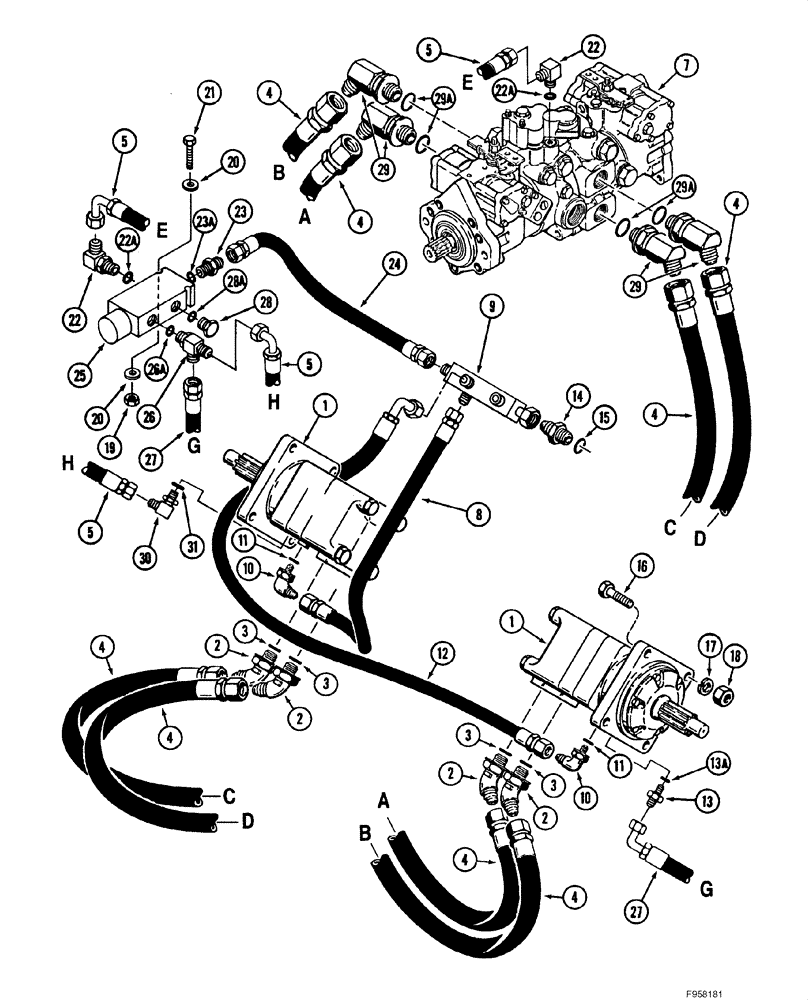Схема запчастей Case 1840 - (08-10) - HYDROSTATIC DRIVE HYDRAULICS, (EUROPE) (08) - HYDRAULICS