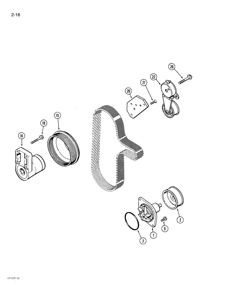 Схема запчастей Case 1085B - (2-016) - WATER PUMP SYSTEM, 6T-590 ENGINE (02) - ENGINE