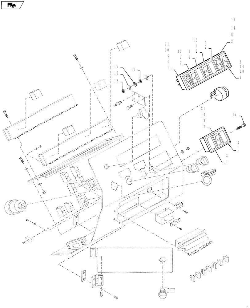 Схема запчастей Case DV207 - (55.418.02[03]) - DASHBOARD (55) - ELECTRICAL SYSTEMS