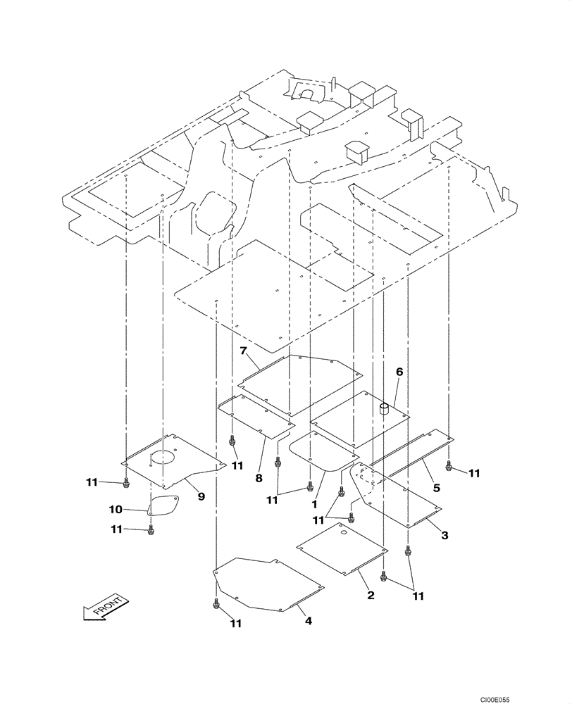 Схема запчастей Case CX130 - (09-03) - TURNTABLE - ACCESS COVERS (09) - CHASSIS