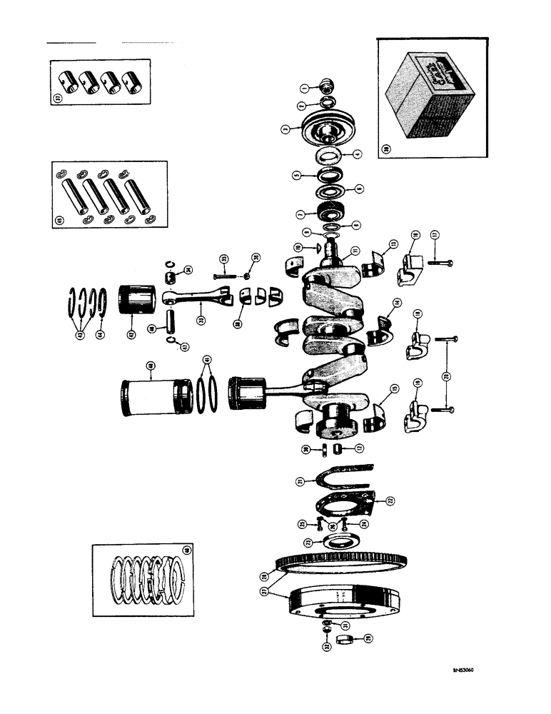 Схема запчастей Case 310F - (010) - FLYWHEEL, CRANKSHAFT, AND PISTONS - GAS (01) - ENGINE
