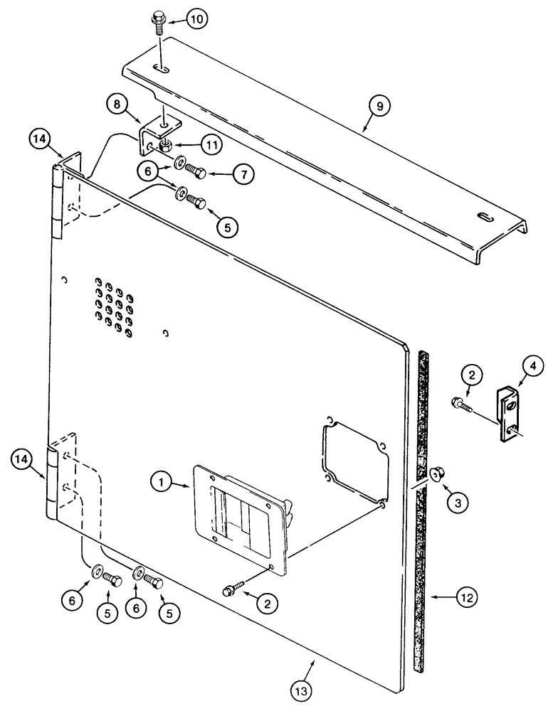 Схема запчастей Case 855E - (9-034) - REAR ACCESS COVER, USED ON MODELS WITHOUT A BACKHOE (09) - CHASSIS/ATTACHMENTS