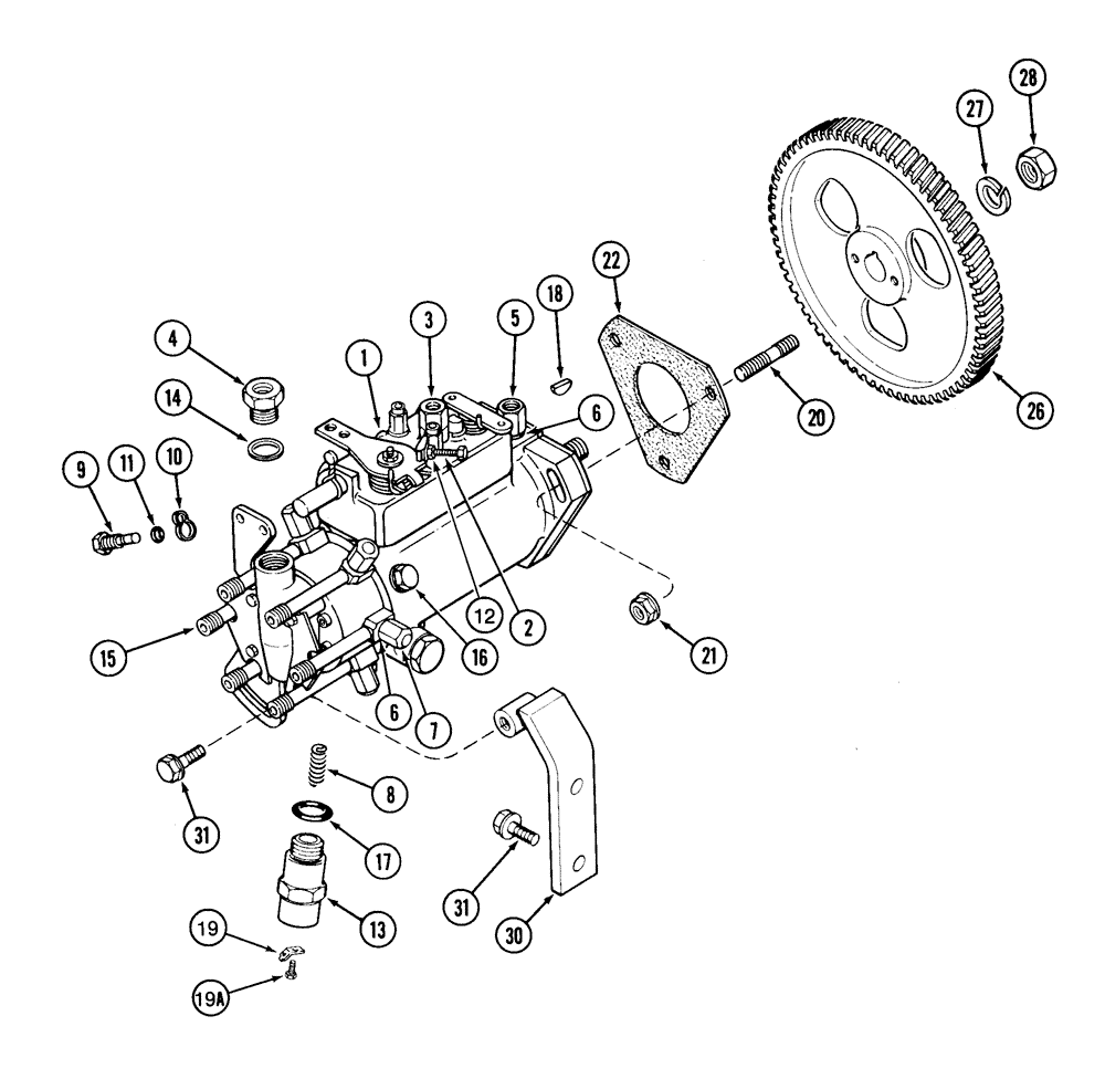 Схема запчастей Case 855E - (3-14) - FUEL INJECTION PUMP AND DRIVE, 6-590 ENGINE (03) - FUEL SYSTEM