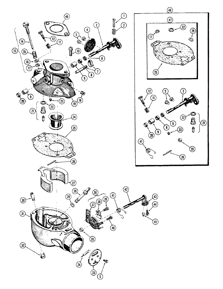 Схема запчастей Case 680CK - (058) - CARBURETOR, (251) SPARK IGNITION ENGINE (10) - ENGINE