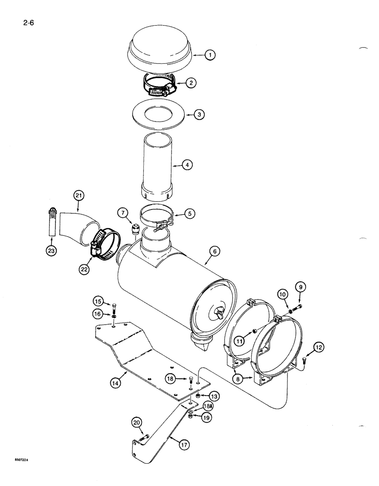 Схема запчастей Case 1085B - (2-006) - AIR CLEANER AND AIR INTAKE PARTS (02) - ENGINE