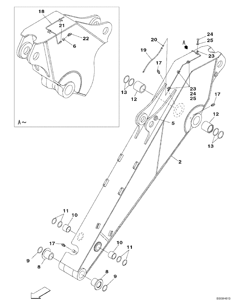 Схема запчастей Case CX470B - (09-68) - ARM, EXCAVATOR, LONG (4.0 M) (09) - CHASSIS