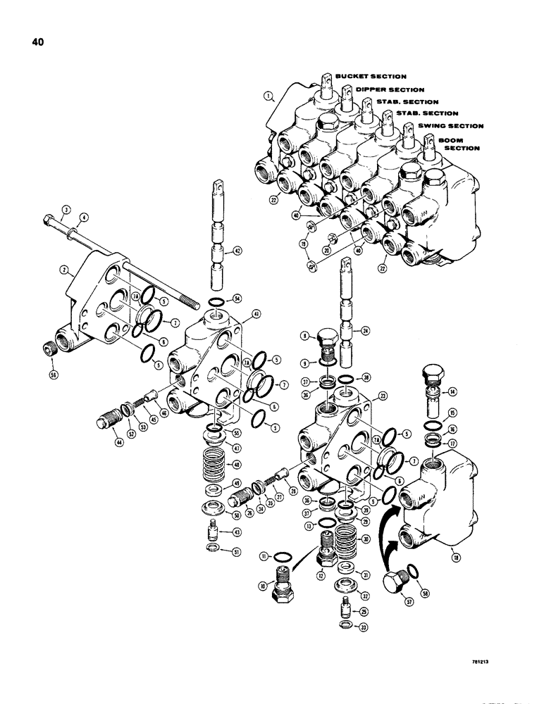 Схема запчастей Case D130 - (7-040) - H619767 CONTROL VALVE, ALL COMPACT LOADERS 