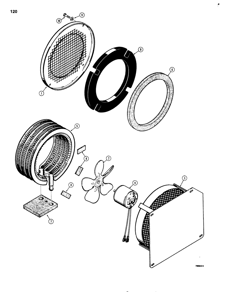 Схема запчастей Case 680G - (120) - ELECTRICAL SYSTEM, CAB HEATER (04) - ELECTRICAL SYSTEMS