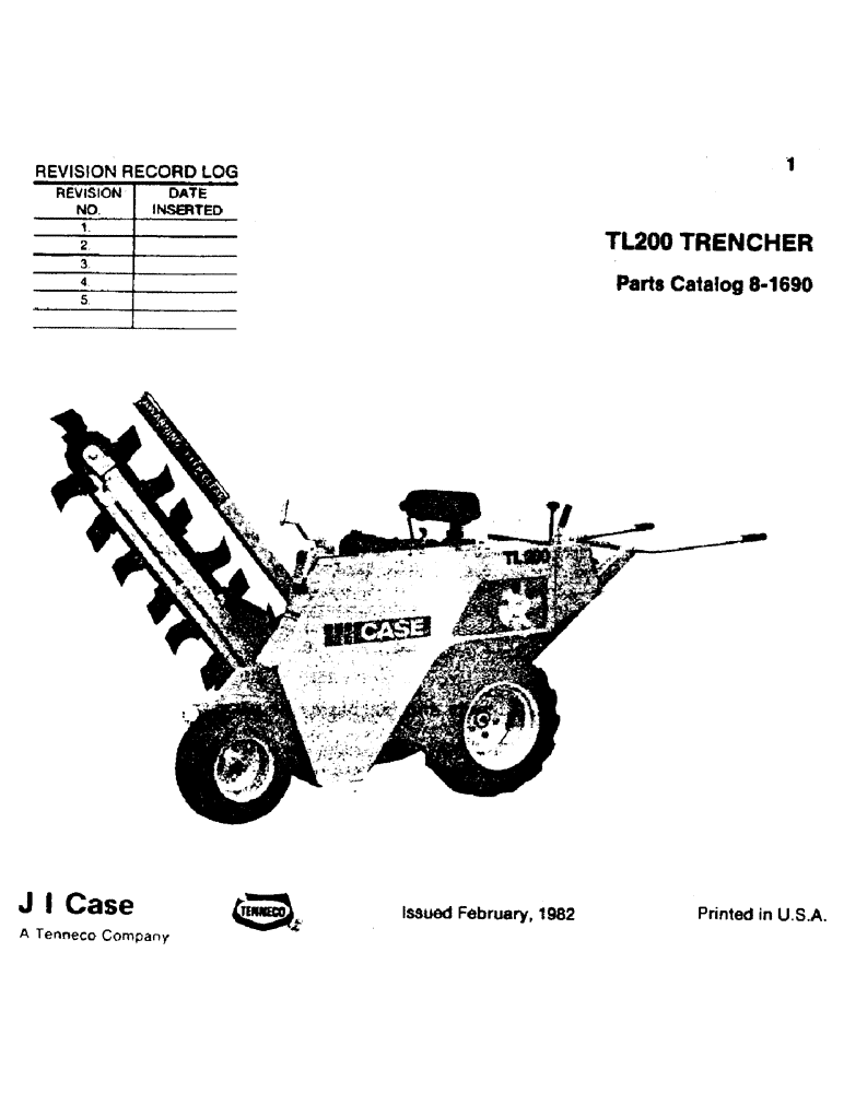 Схема запчастей Case TL200 - (01) - REVISION RECORD LOG 