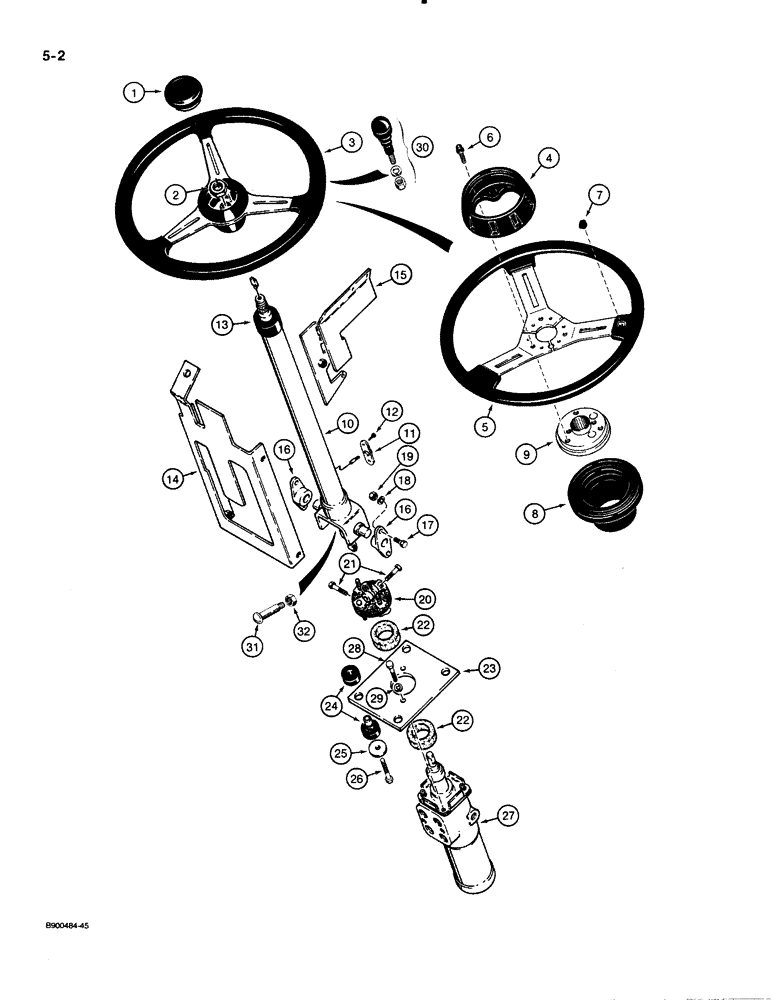 Схема запчастей Case 621 - (5-02) - STEERING CONTROL VALVE AND WHEEL (05) - STEERING