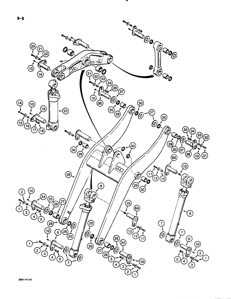 Схема запчастей Case 621 - (9-006) - LOADER LIFT FRAME (09) - CHASSIS/ATTACHMENTS