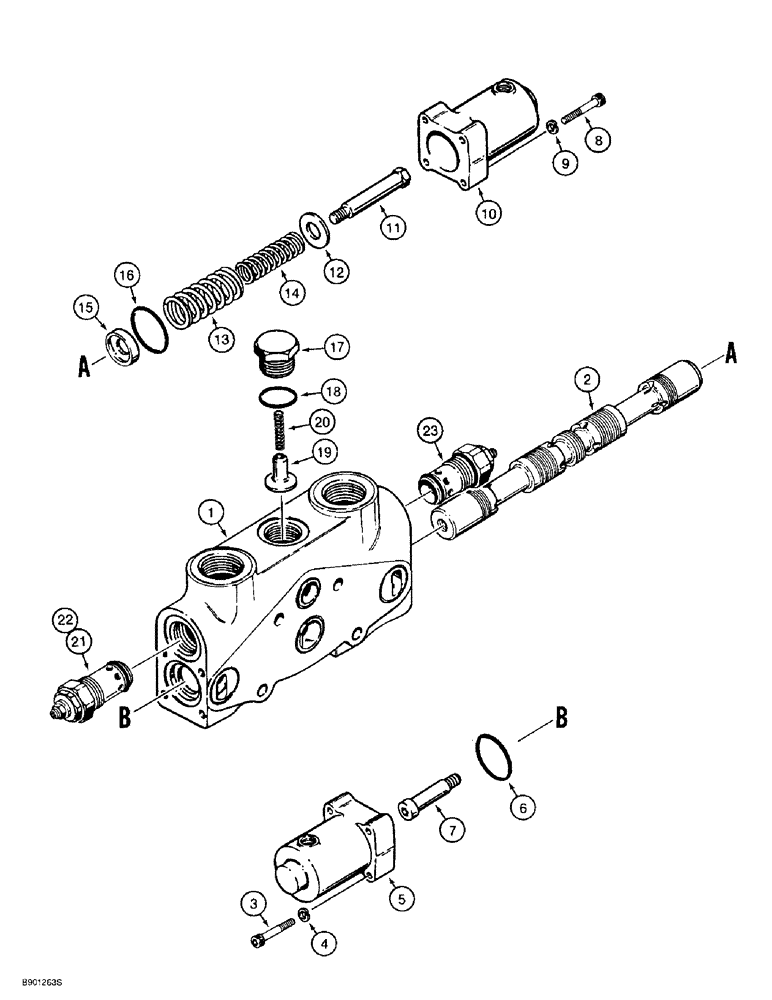 Схема запчастей Case 621B - (8-40) - LOADER BUCKET TILT SECTION, 1978296C1 (08) - HYDRAULICS