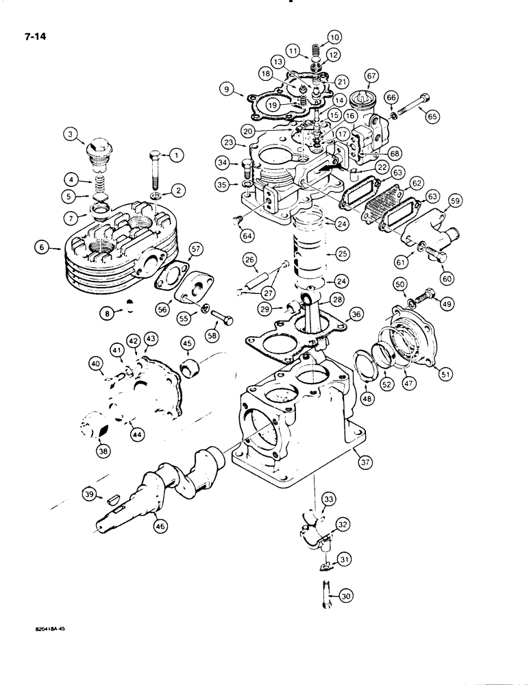 Схема запчастей Case W20C - (7-14) - L109543 AIR COMPRESSOR, AIR COOLED (07) - BRAKES