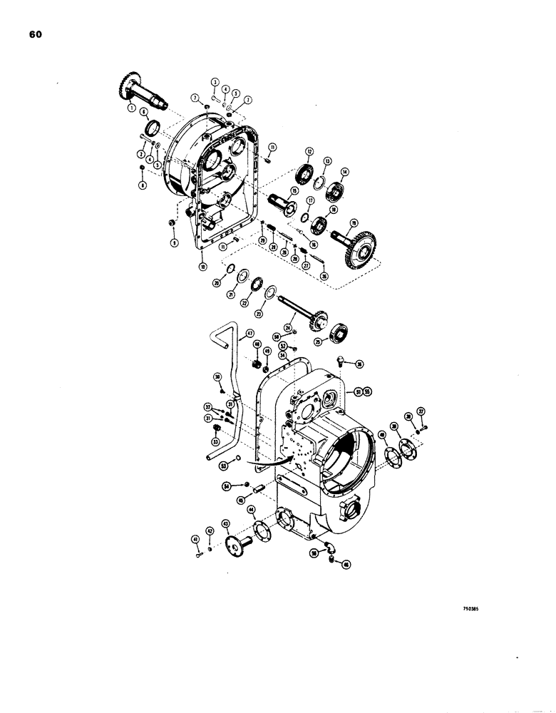 Схема запчастей Case W24 - (060) - TRANSMISSION, TORQUE CONVERTER HOUSING, GEARS, AND TRANSMISSION HOUSING (06) - POWER TRAIN