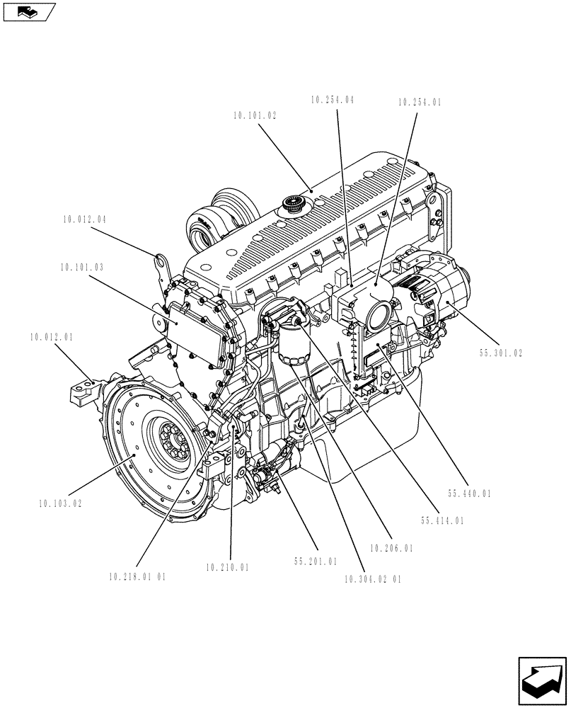 Схема запчастей Case F3AE0684S E913 - (10.000.01[02]) - PICTORIAL OVERVIEW 2/2 - ENGINE (5801464760) (10) - ENGINE