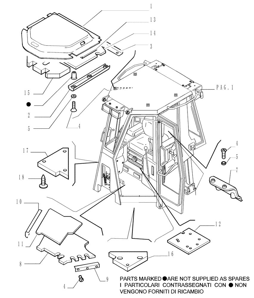 Схема запчастей Case 1850K - (9.653[17]) - ROPS CAB - COVERING - OPTIONAL CODE 784110191 (19) - OPTIONS