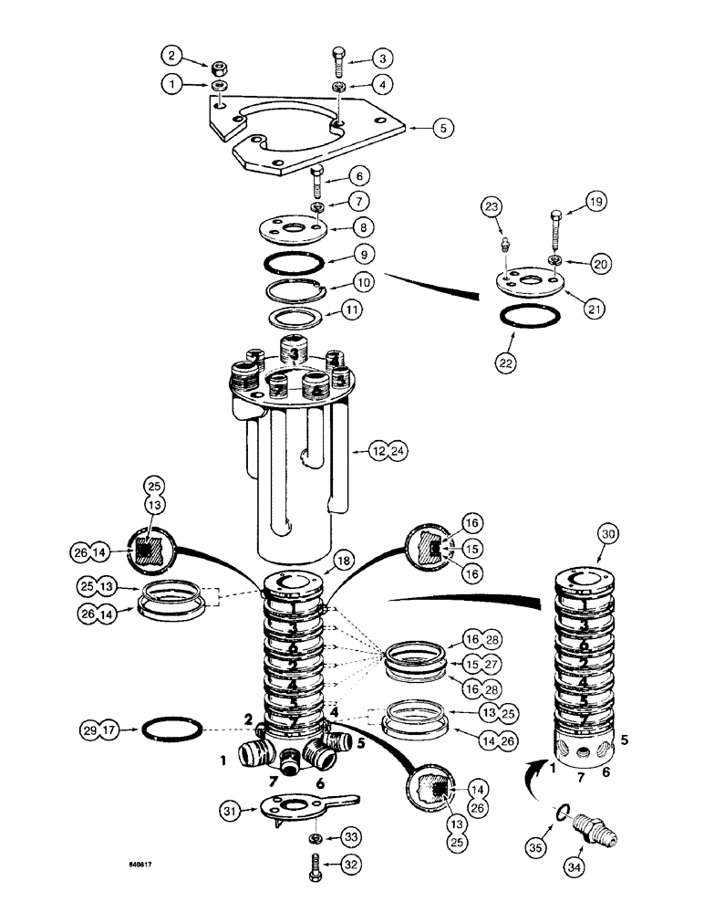 Схема запчастей Case 1187 - (262) - SEVEN PORT SWIVEL AND RELATED PARTS (07) - HYDRAULIC SYSTEM