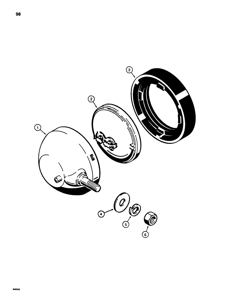 Схема запчастей Case 880D - (098) - WORK LAMPS (06) - ELECTRICAL SYSTEMS