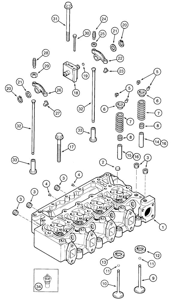 Схема запчастей Case 9020 - (2-28) - CYLINDER HEAD AND VALVE MECHANISM, 4TA-390 ENGINE (02) - ENGINE