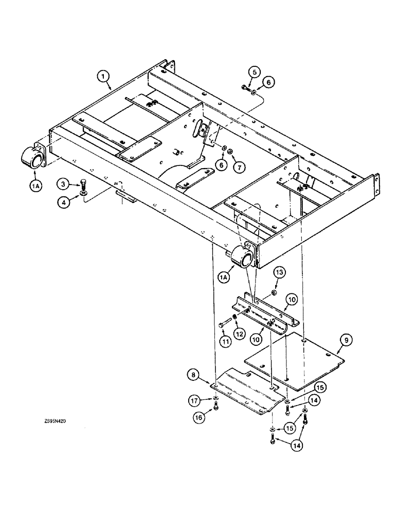 Схема запчастей Case 1150E - (9-046) - SEAT AND RESERVOIRS FRAME AND GUARDS (09) - CHASSIS/ATTACHMENTS