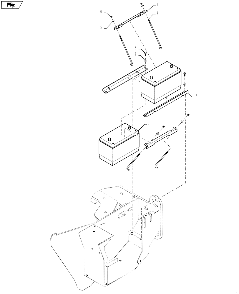 Схема запчастей Case 521F - (55.201.02) - BATTERY INSTALLATION, STANDARD (55) - ELECTRICAL SYSTEMS