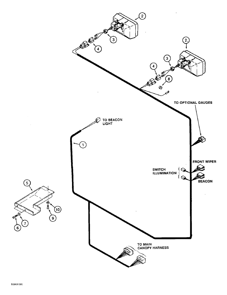 Схема запчастей Case 821B - (4-22) - CANOPY ROOF HARNESS (04) - ELECTRICAL SYSTEMS