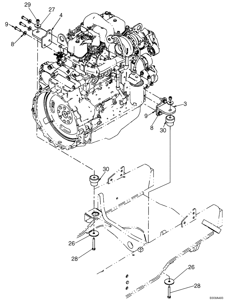 Схема запчастей Case 586G - (02-06) - ENGINE - MOUNTING (02) - ENGINE