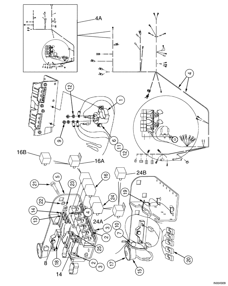 Схема запчастей Case 550H-IND - (04-06) - FUSE AND RELAY, MOUNTING, MODELS WITH NATURALLY ASPERATED ENGINE (04) - ELECTRICAL SYSTEMS