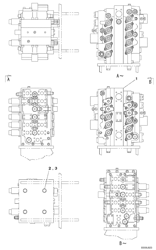 Схема запчастей Case CX800B - (08-87) - CONTROL VALVE (08) - HYDRAULICS