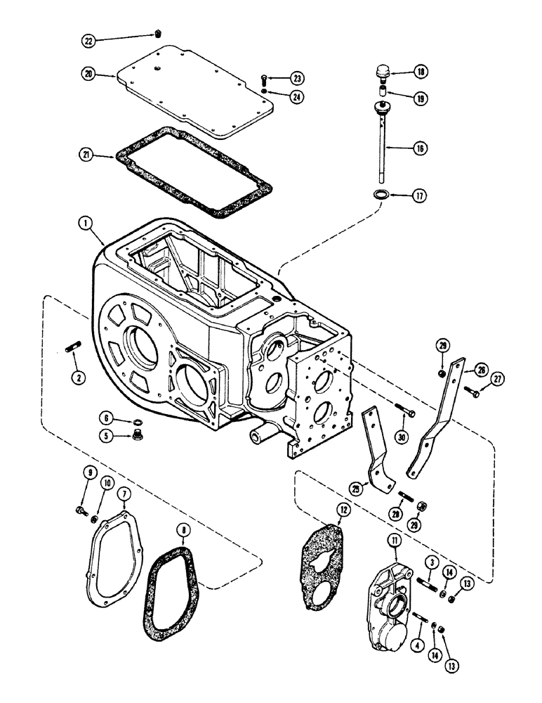 Схема запчастей Case 680CK - (100) - TRANSMISSION CASE AND COVERS (21) - TRANSMISSION