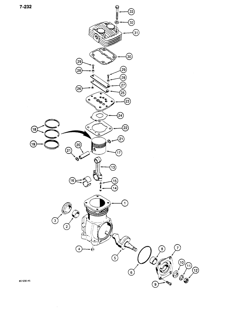 Схема запчастей Case 680K - (7-232) - BRAKE SYSTEM, AIR COMPRESSOR (07) - BRAKES