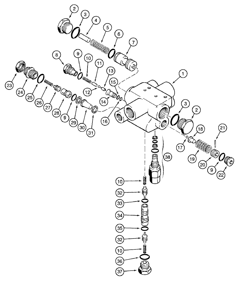 Схема запчастей Case 921B - (7-023A) - BRAKE ACCUMULATOR VALVE - 232531A1 (07) - BRAKES