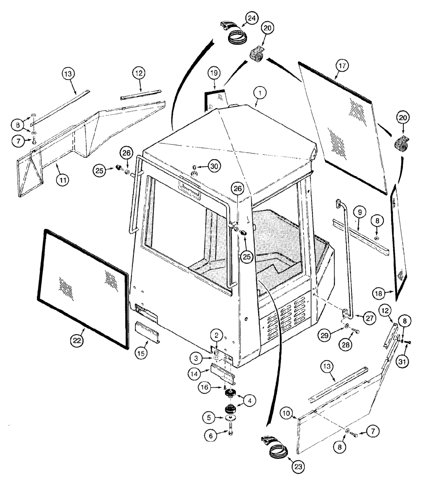 Схема запчастей Case 921B - (9-038) - CAB MOUNTING AND GLASS (09) - CHASSIS/ATTACHMENTS