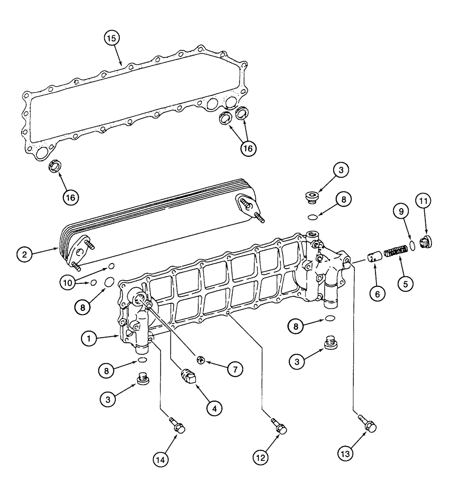 Схема запчастей Case 9050B - (2-32) - ENGINE OIL COOLER, 6D22-T ENGINE (02) - ENGINE