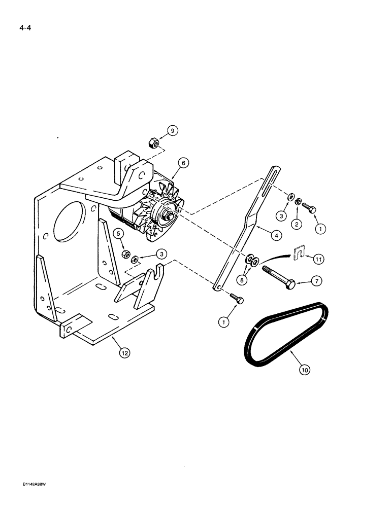 Схема запчастей Case 360 - (4-04) - ALTERNATOR MOUNTING - WISCONSIN GASOLINE ENGINE MODELS, PRIOR TO P.I.N. 1256193 (04) - ELECTRICAL SYSTEMS