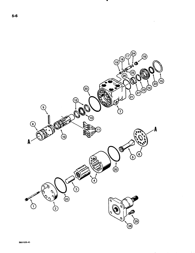 Схема запчастей Case 621 - (5-06) - STEERING CONTROL VALVE ASSEMBLY, WITH LOWER COLUMN, USES L128420 CONTROL VALVE (05) - STEERING