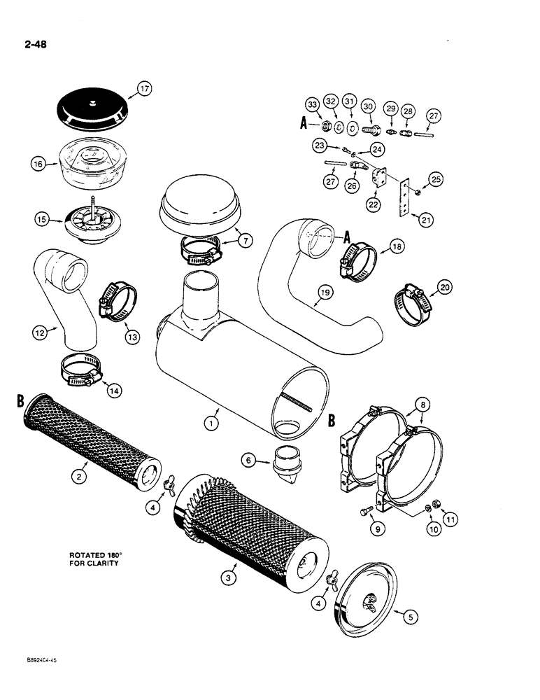 Схема запчастей Case W14C - (2-48) - AIR CLEANER AND AIR INTAKE PARTS (02) - ENGINE