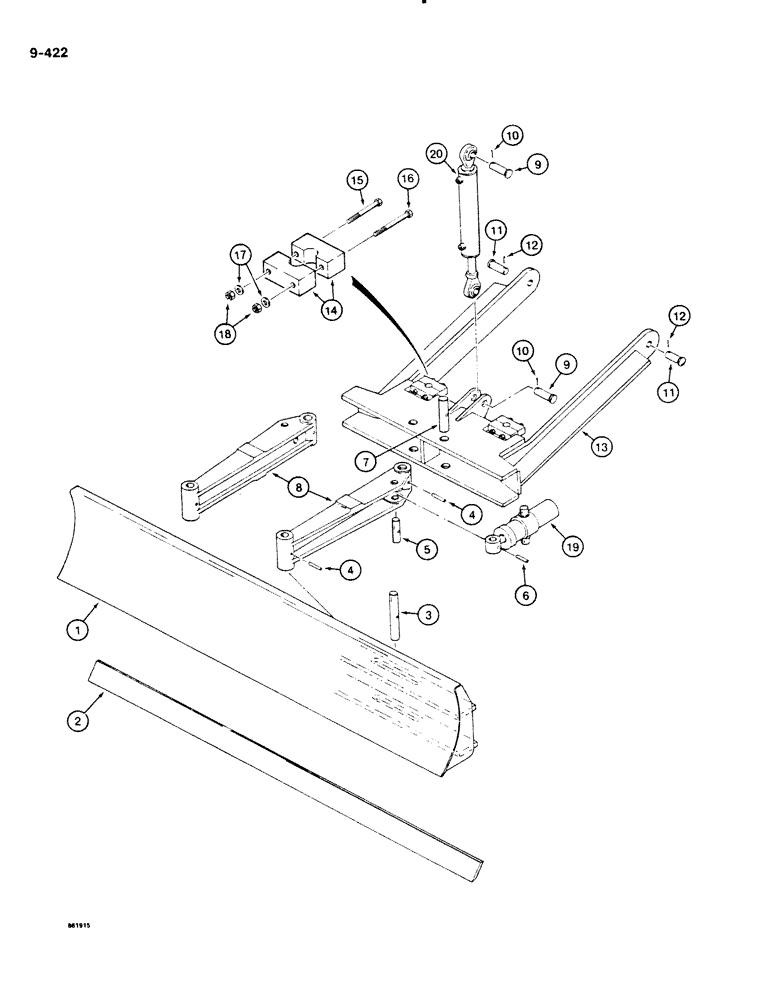 Схема запчастей Case DH4B - (9-422) - BACKFILL BLADE AND MOUNTING, REAR MOUNTED WITH REAR PLOW (09) - CHASSIS/ATTACHMENTS