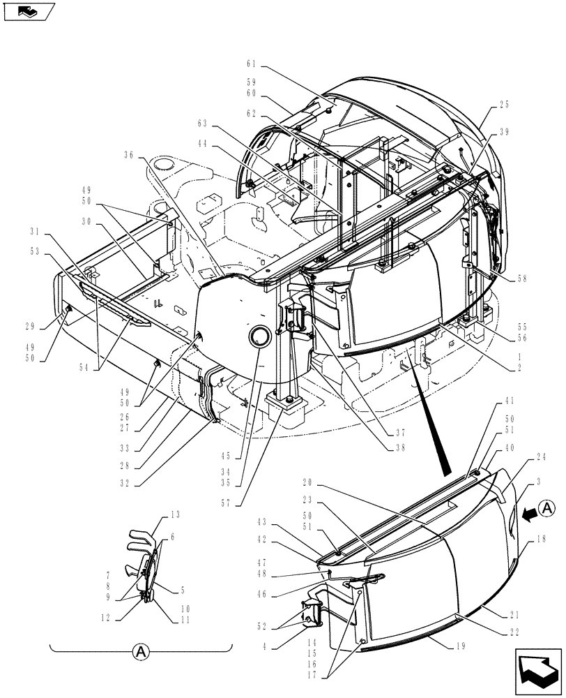 Схема запчастей Case CX55BMSR - (01-070[01]) - GUARD INSTALL (CAB) (90) - PLATFORM, CAB, BODYWORK AND DECALS
