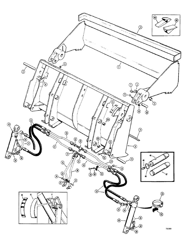 Схема запчастей Case 33 - (028) - 4-IN-1 BUCKET, USED WITH SNAP RING TYPE MOUNTING PINS 