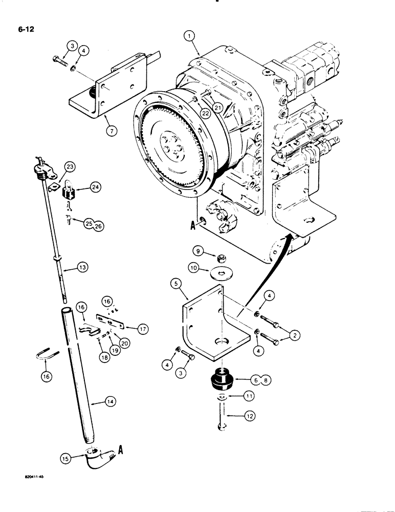 Схема запчастей Case W18B - (6-12) - TRANSMISSION AND TRANSMISSION MOUNTS (06) - POWER TRAIN