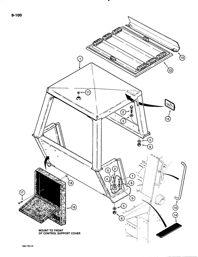 Схема запчастей Case W20C - (9-100) - CANOPY (09) - CHASSIS/ATTACHMENTS