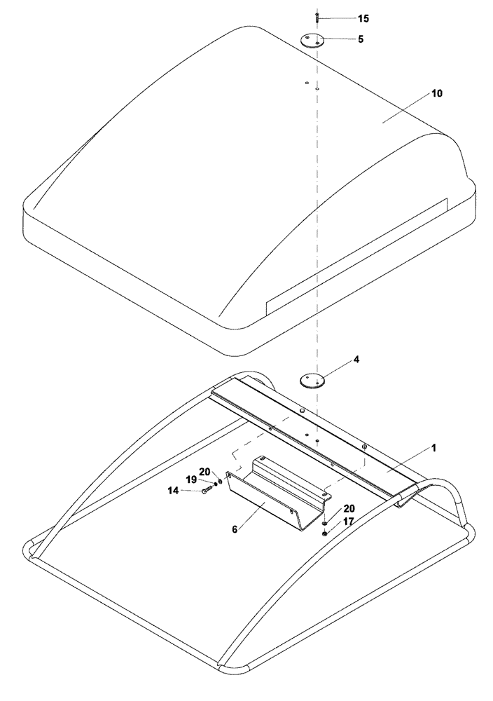 Схема запчастей Case DV204 - (12-45/124[01]) - CANOPY ROOF (12) - Chassis/Attachments
