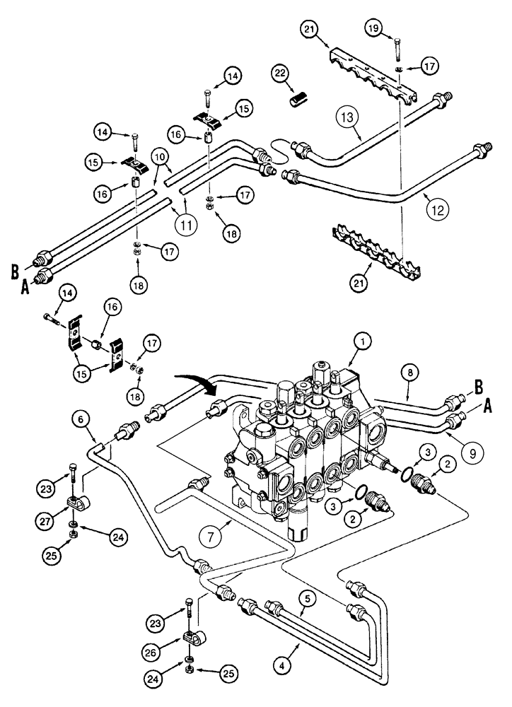 Схема запчастей Case 1150H - (08-09) - HYDRAULICS - ANGLE CIRCUIT (08) - HYDRAULICS
