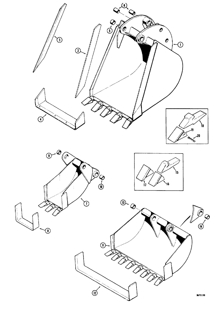 Схема запчастей Case 34 - (116) - BACKHOE BUCKETS (OPTIONAL TYPES) 
