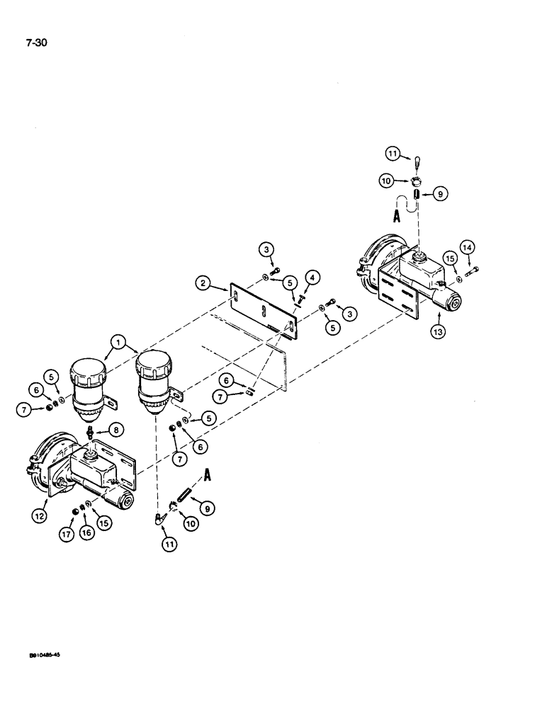 Схема запчастей Case W14B - (7-30) - BRAKE SYSTEM, FLUID RESERVOIRS TO BRAKE ACTUATORS, *UNITS (07) - BRAKES